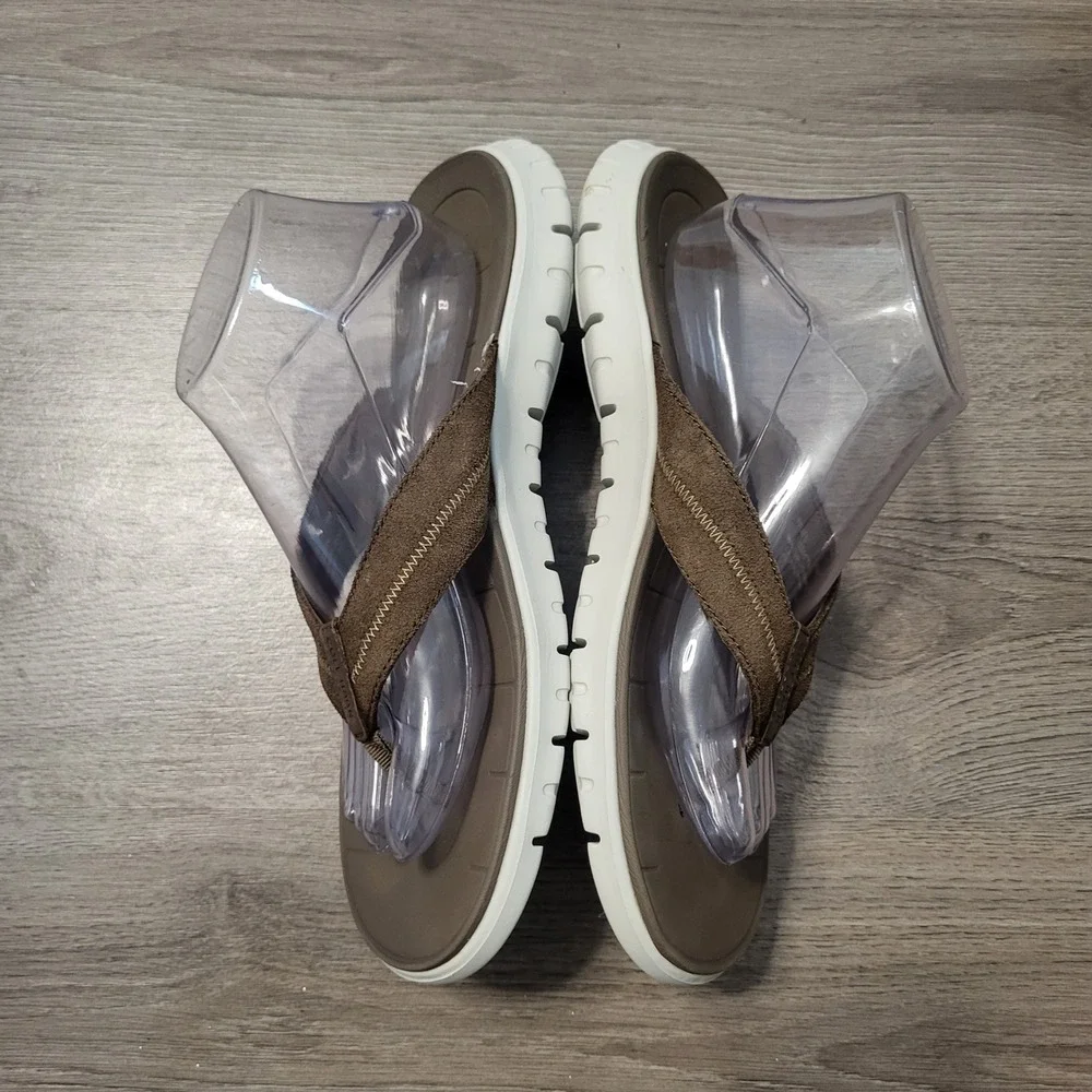 Cole Haan Zerogrand Mens Brown Flip Flop Sandals Size 9 Rubber Leather Vacation